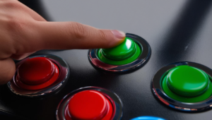 hand pressing button